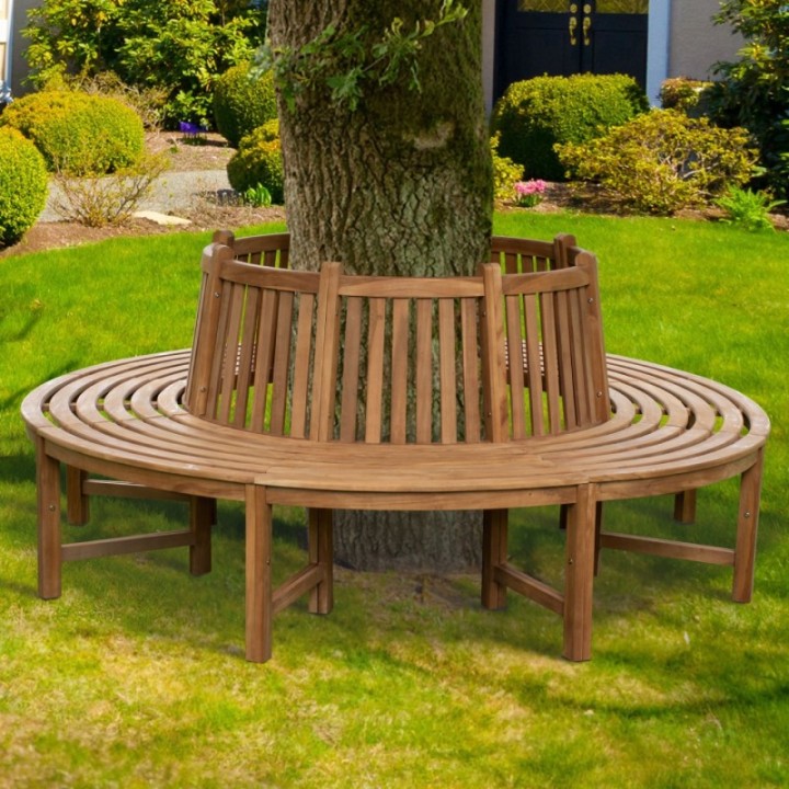 Baumbank Nila 206cm rund mit Rückenlehne