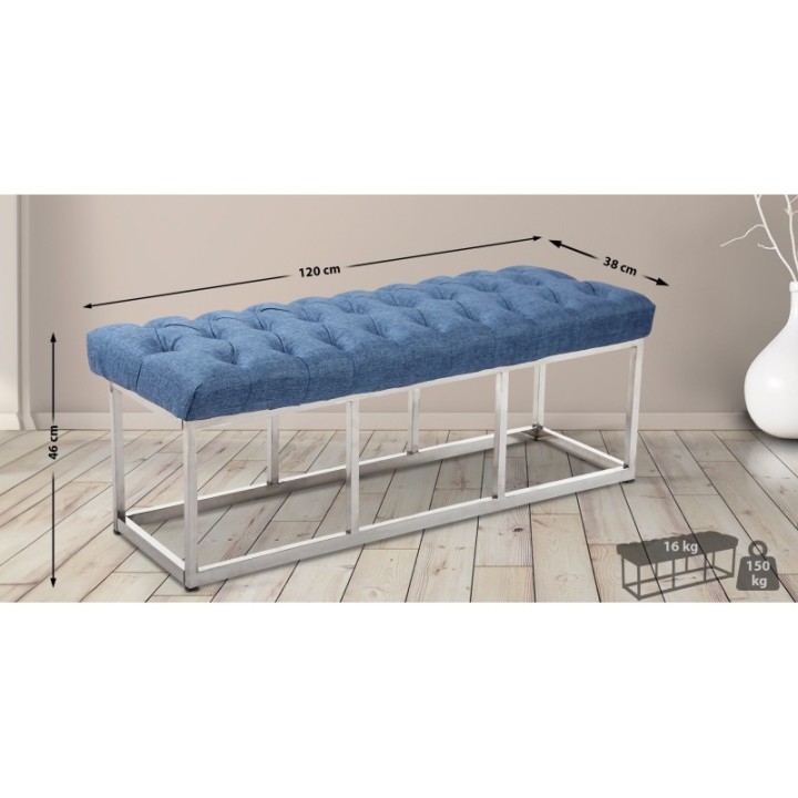 Sitzbank Amun Stoff Edelstahl 120 cm