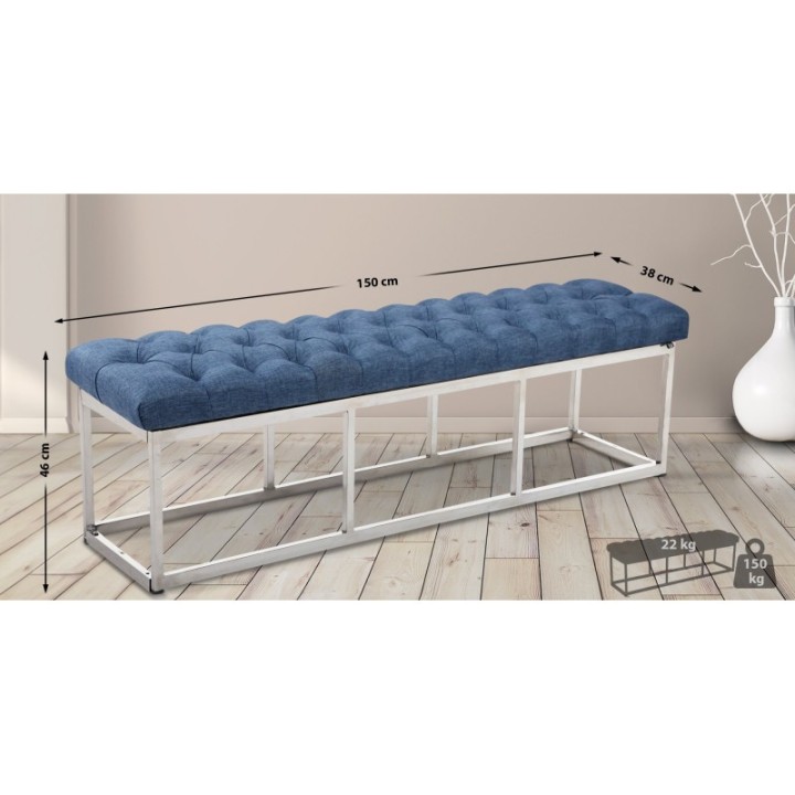 Sitzbank Amun Stoff Edelstahl 150 cm