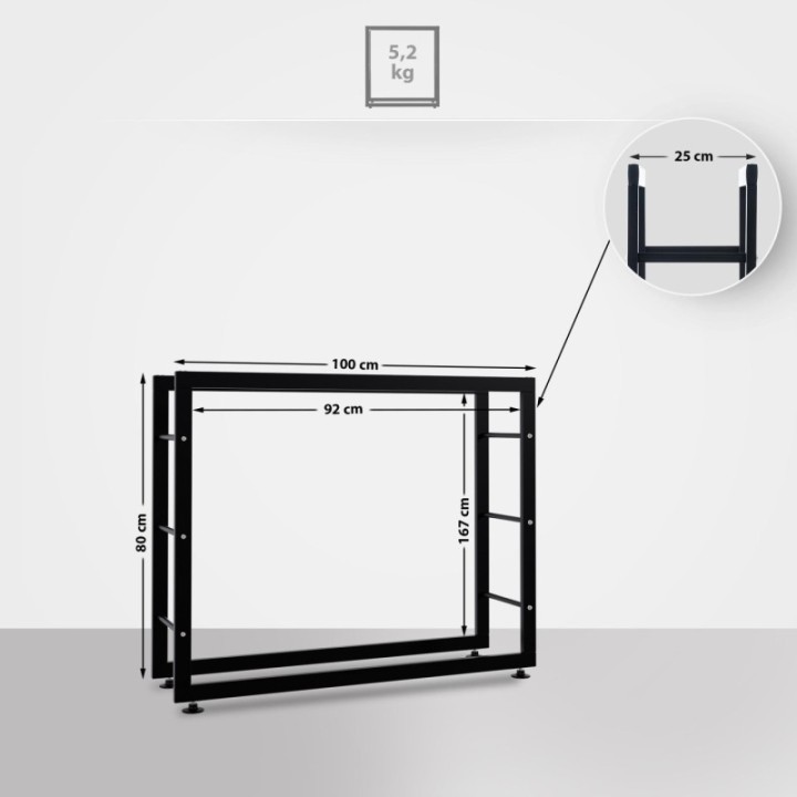 Kaminholzständer Keri V2 25x100x80 cm
