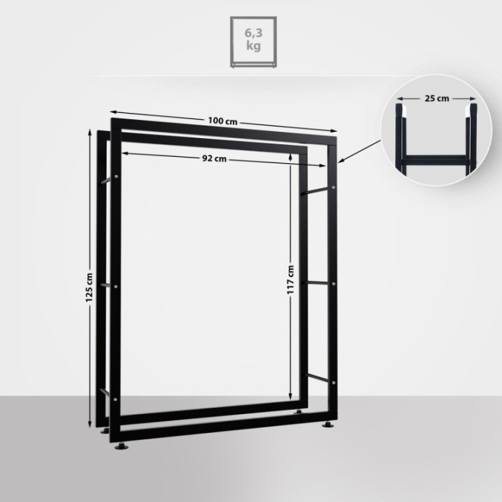 Kaminholzständer Keri V2 25x100x125