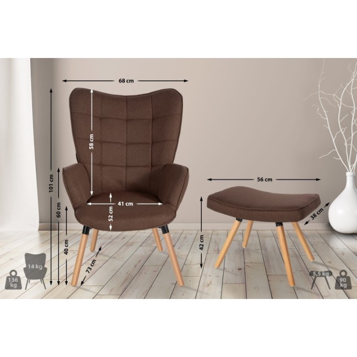 Sessel Garding mit Fußhocker Stoff