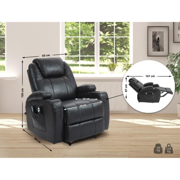 Sessel Hepler mit Massagefunktion Kunstleder