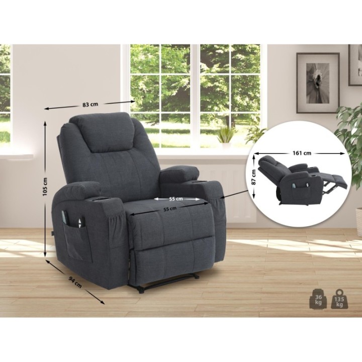Sessel Hepler mit Massagefunktion Stoff