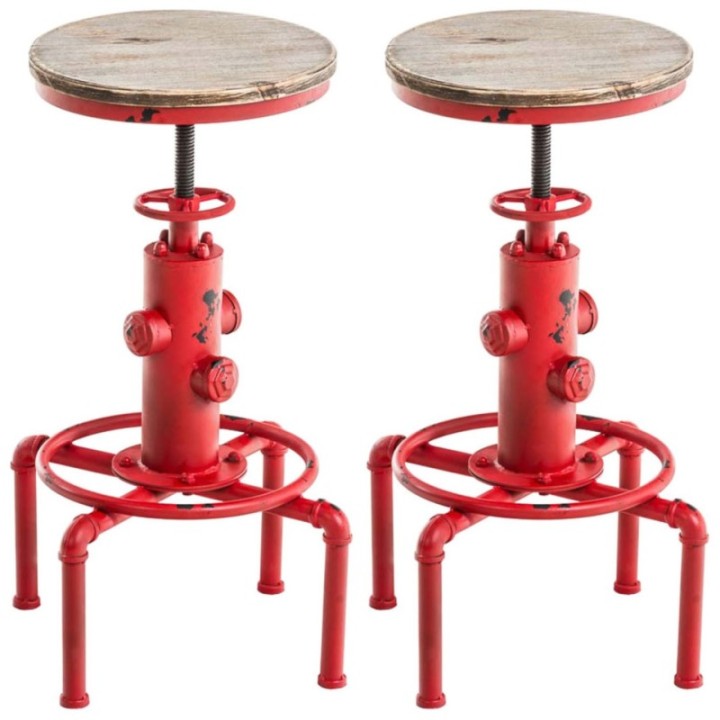 2er Set Barhocker Lumos, Holz, antik