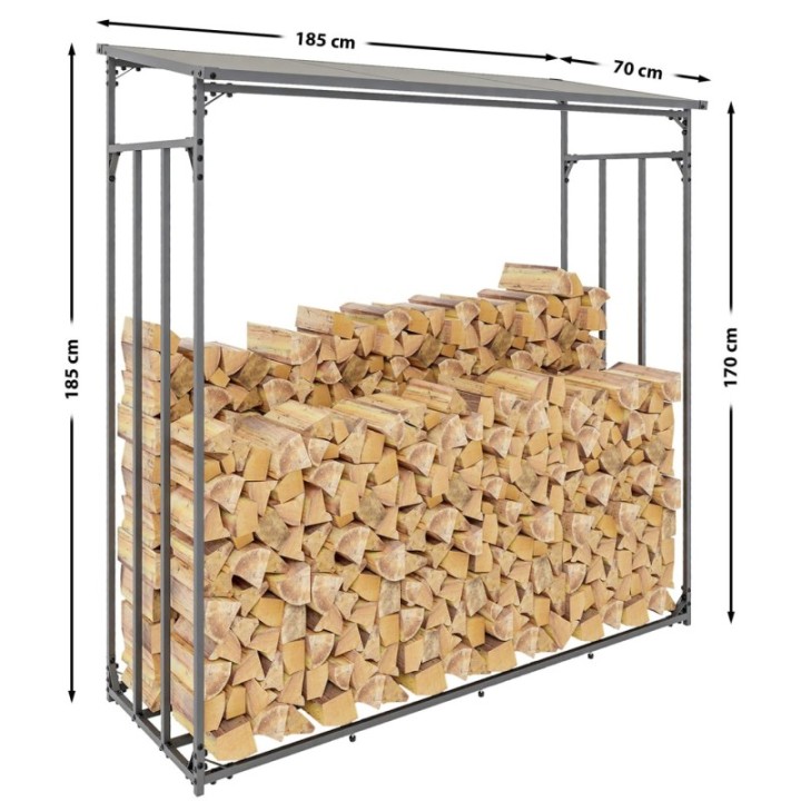 Kaminholzunterstand + Abdeckplane Ruston Metall XXL