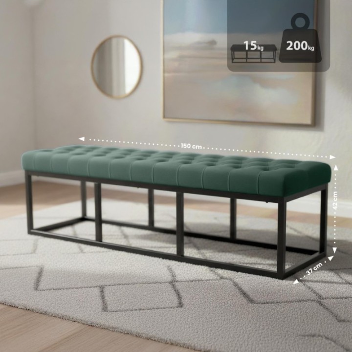 Sitzbank Polson Samt Schwarz 150 cm