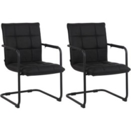 2er Set Stühle Gandia Echtleder schwarz 