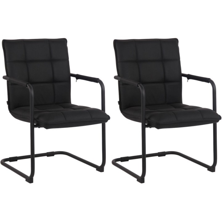 2er Set Stühle Gandia Echtleder schwarz 