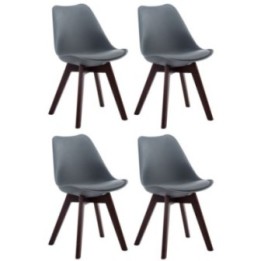 4er Set Besucherstühle Borneo V2 Walnuss Kunstleder