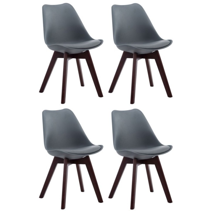 4er Set Besucherstühle Borneo V2 Walnuss Kunstleder