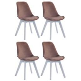 4er Set Besucherstühle Borneo V2 Samt weiß