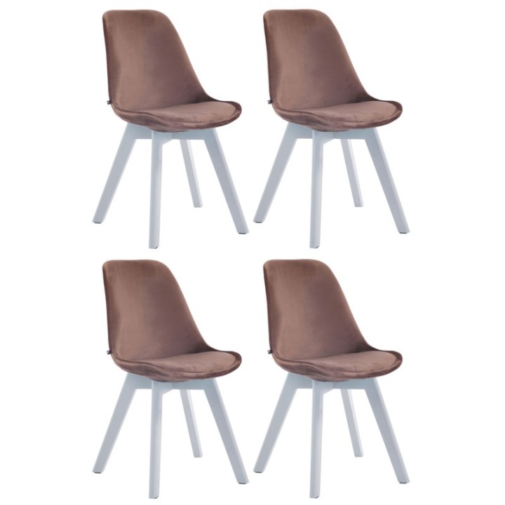 4er Set Besucherstühle Borneo V2 Samt weiß