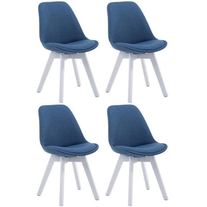 4er Set Besucherstühle Borneo V2 Weiß Stoff 