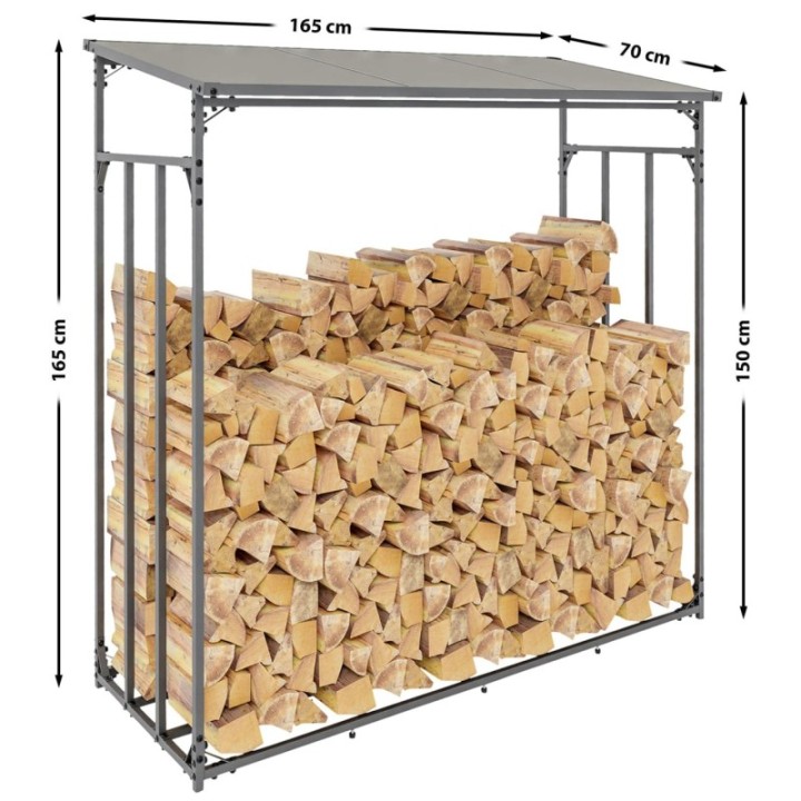 Kaminholzunterstand + Abdeckplane Ruston Metall XL