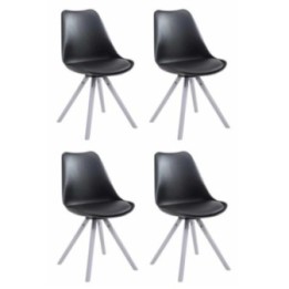 4er Set Stühle Toulouse Kunstleder Rund weiß