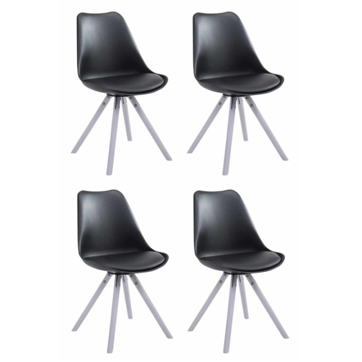 4er Set Stühle Toulouse Kunstleder Rund weiß