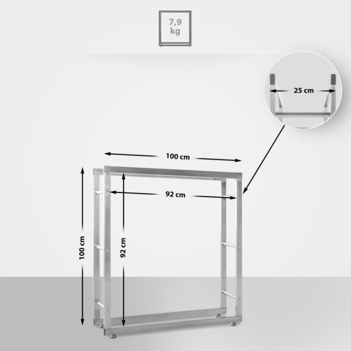Kaminholzständer Keri V2 25x100x100 cm