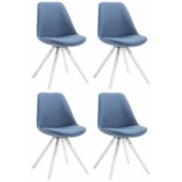 4er Set Stühle Toulouse Stoff Rund weiß