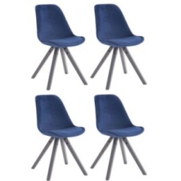 4er Set Stühle Toulouse Samt Square grau