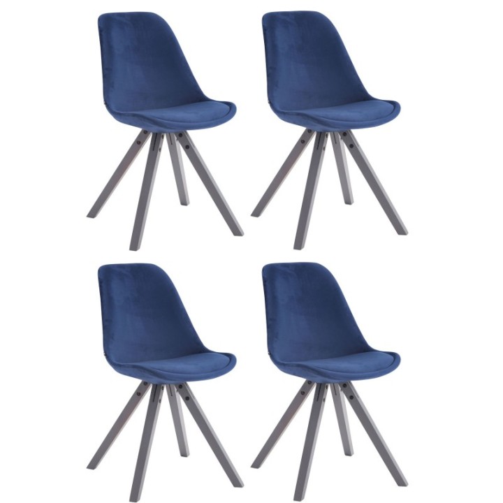 4er Set Stühle Toulouse Samt Square grau
