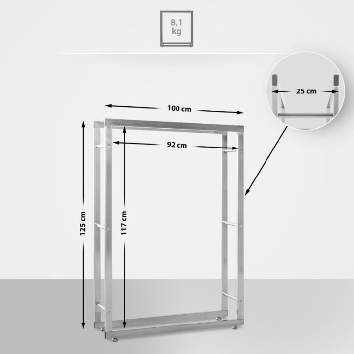 Kaminholzständer Keri V2 25x100x125 cm