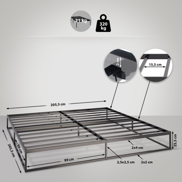 Metallbett Scala 200x200x25 cm