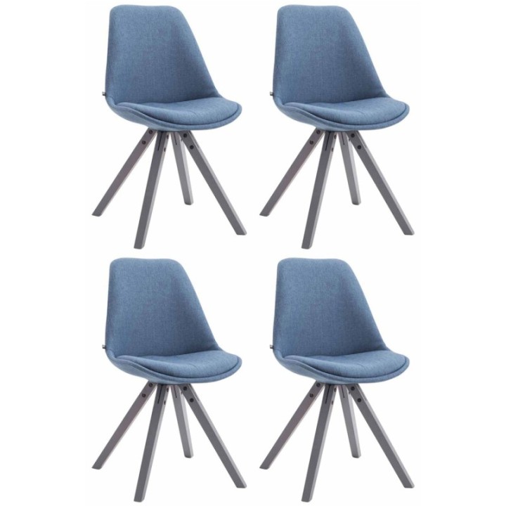 4er Set Besucherstuhl Toulouse Stoff Square grau