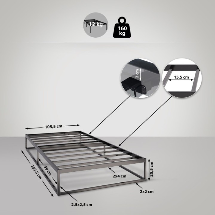 Metallbett Scala 200x100x25 cm