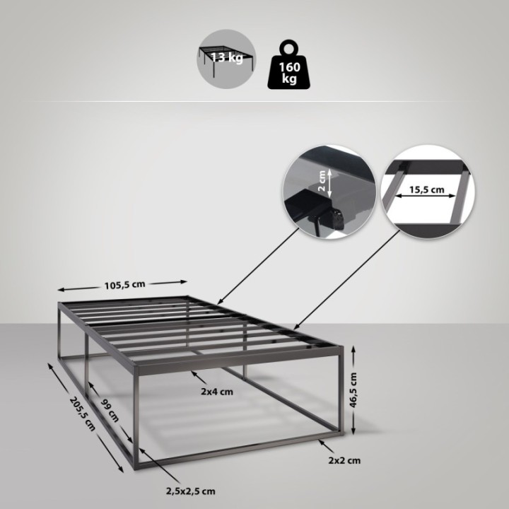 Metallbett Scala 200x100x46 cm