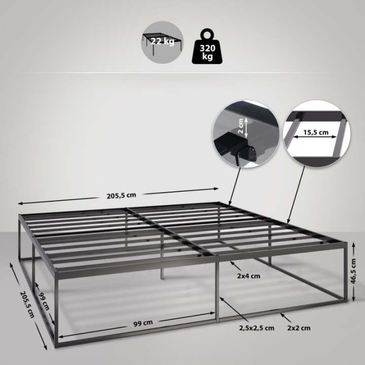 Metallbett Scala 200x200x46 cm