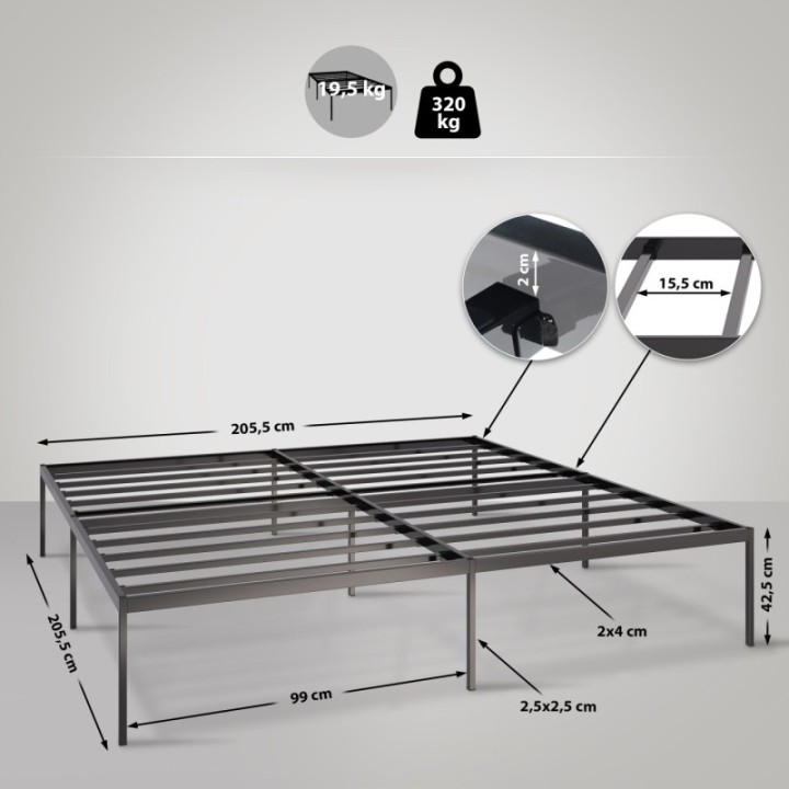 Metallbett Fargo 200x200x42 cm