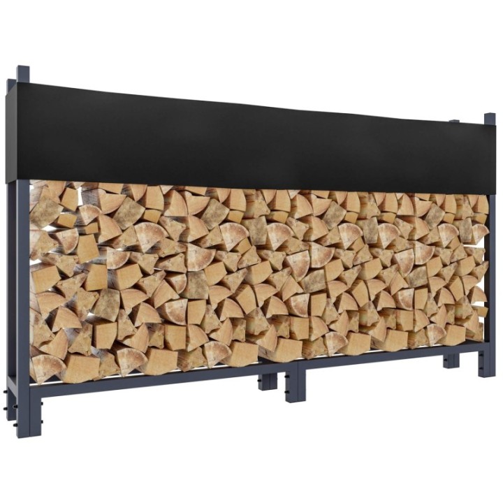 Kaminholzständer + Abdeckplane Martin 25x200x115 cm