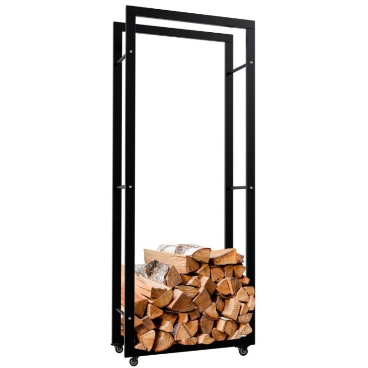 Kaminholzständer Keri mit Rollen 25x60x150